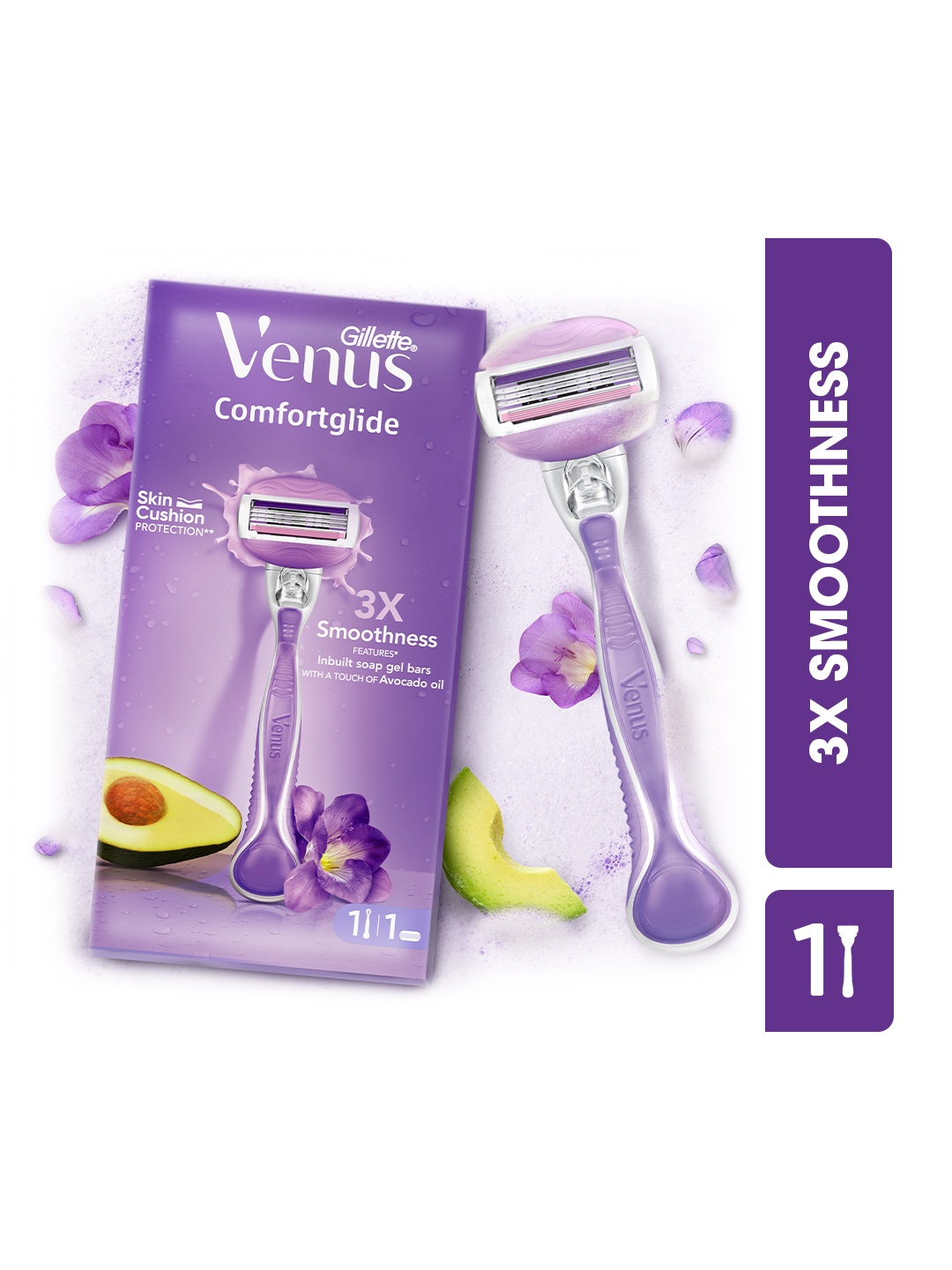 Gillette Venus Women Comfortglide Hair Removal Razor with Avocado Oil & Freesia Scent, Lavender
Gillette Venus Women Comfortglide Hair Removal Razor with Avocado Oil & Freesia Scent, Lavender