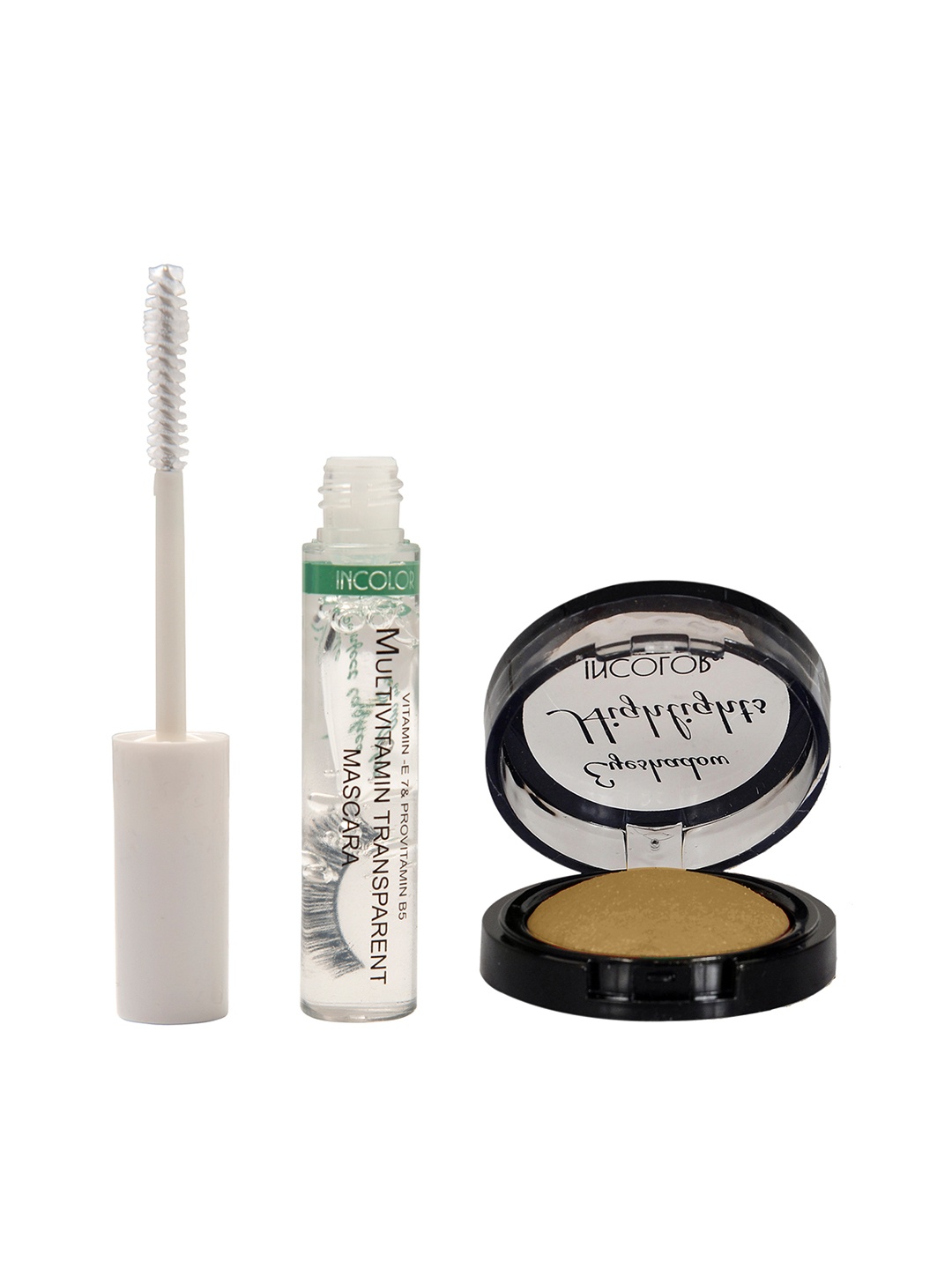 INCOLOR Set of Gold-Toned Highlight Eyeshadow & Multivitamin Transparent Mascara