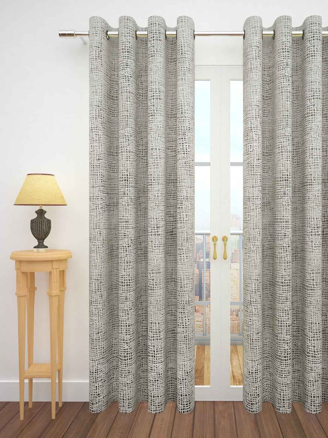 Story@home Silver-Toned Jacquard Textured Single Door Curtain