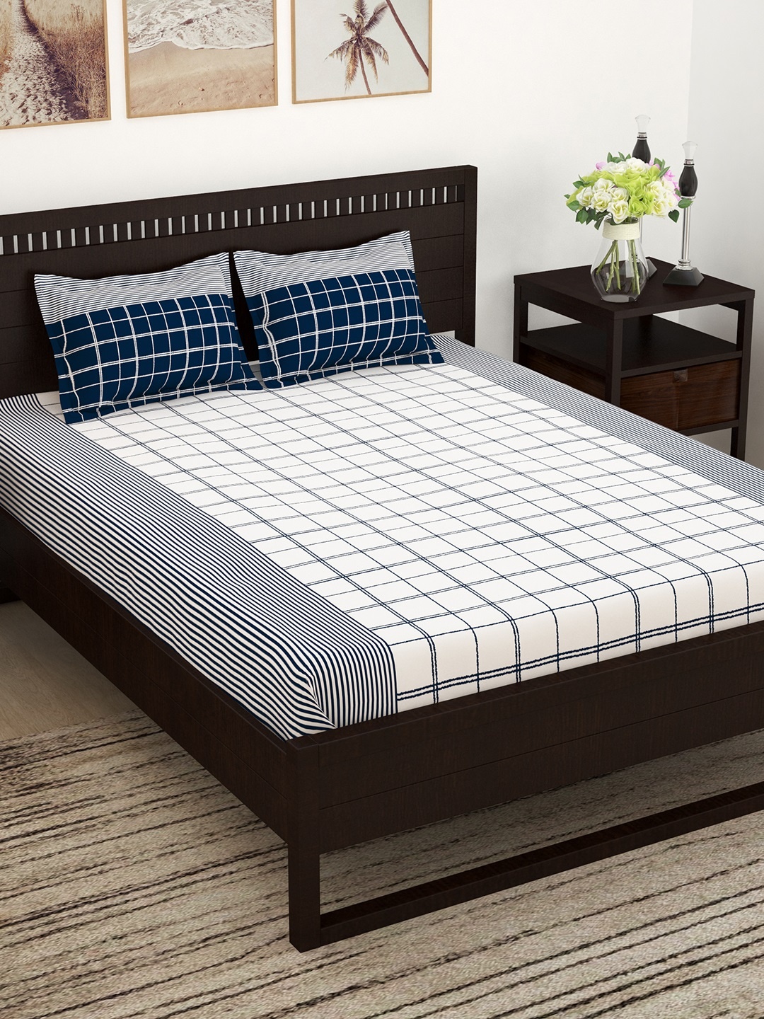 Story@home Navy Blue & White Geometric 152 TC Cotton 1 King Bedsheet with 2 Pillow Covers
Story@home Navy Blue & White Geometric 152 TC Cotton 1 King Bedsheet with 2 Pillow Covers