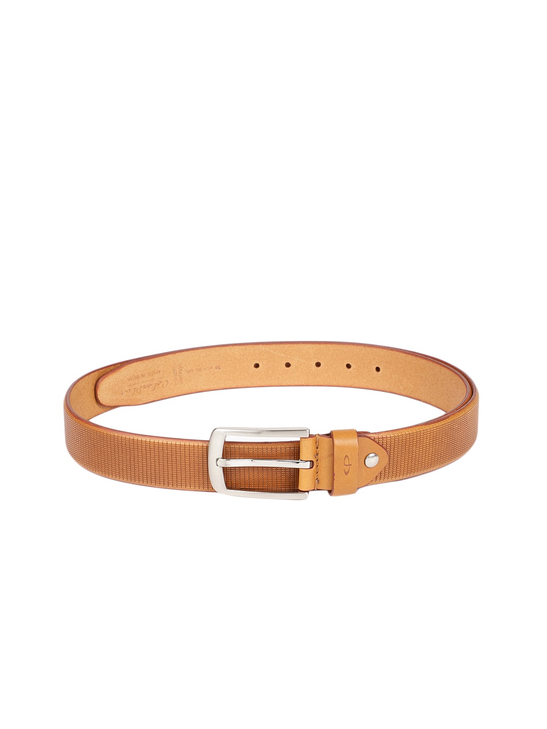 ColorPlus Men Khaki Textured Leather Belt