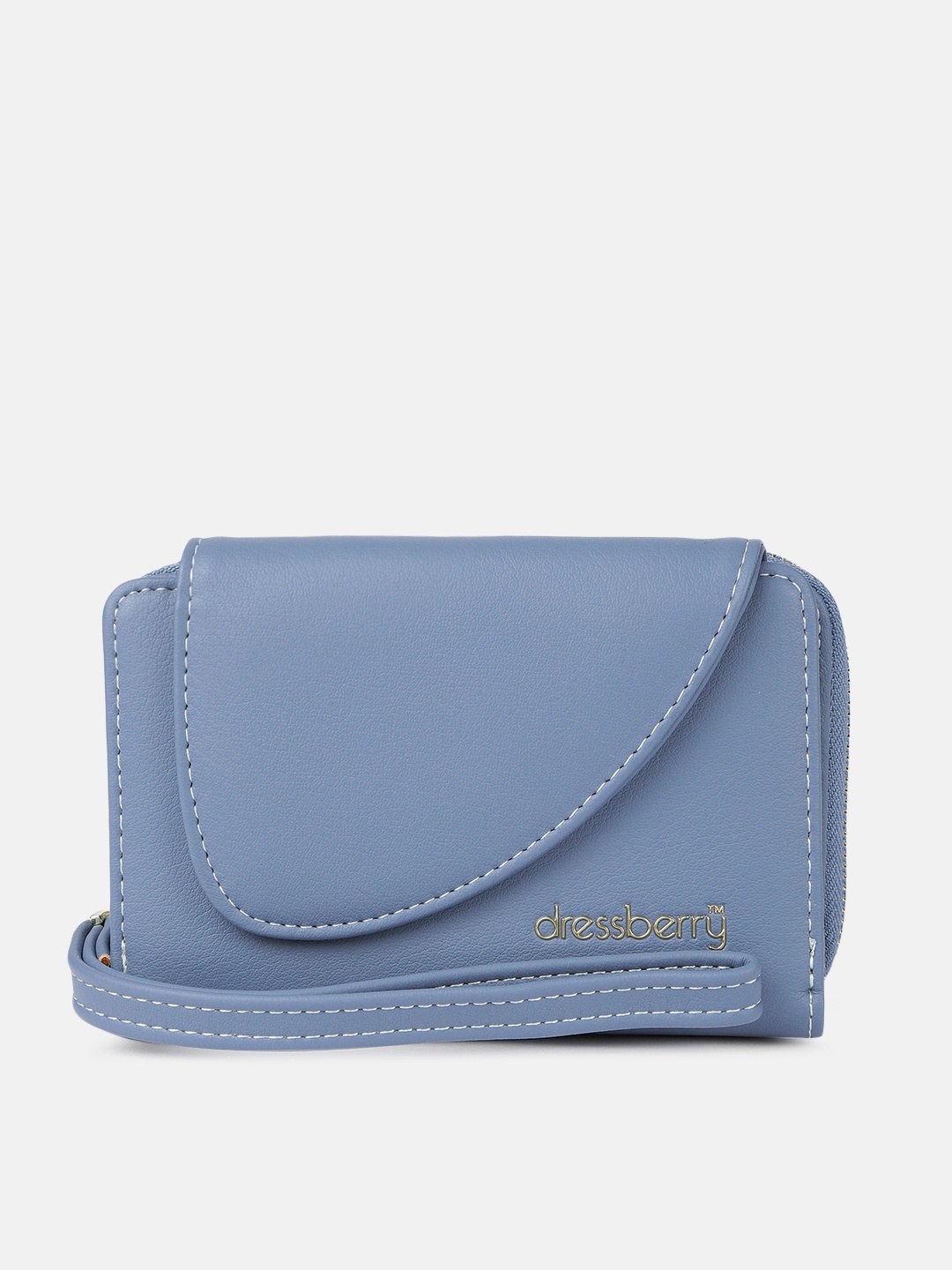 DressBerry Women Blue Solid Two Fold Wallet