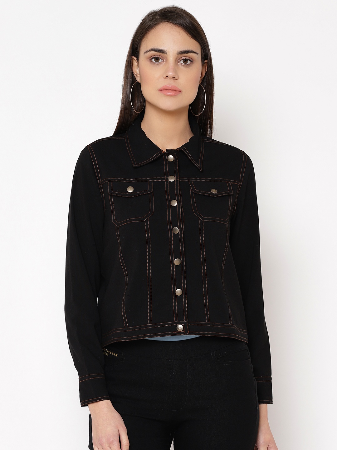 Carlton London Women Black Solid Tailored Jacket