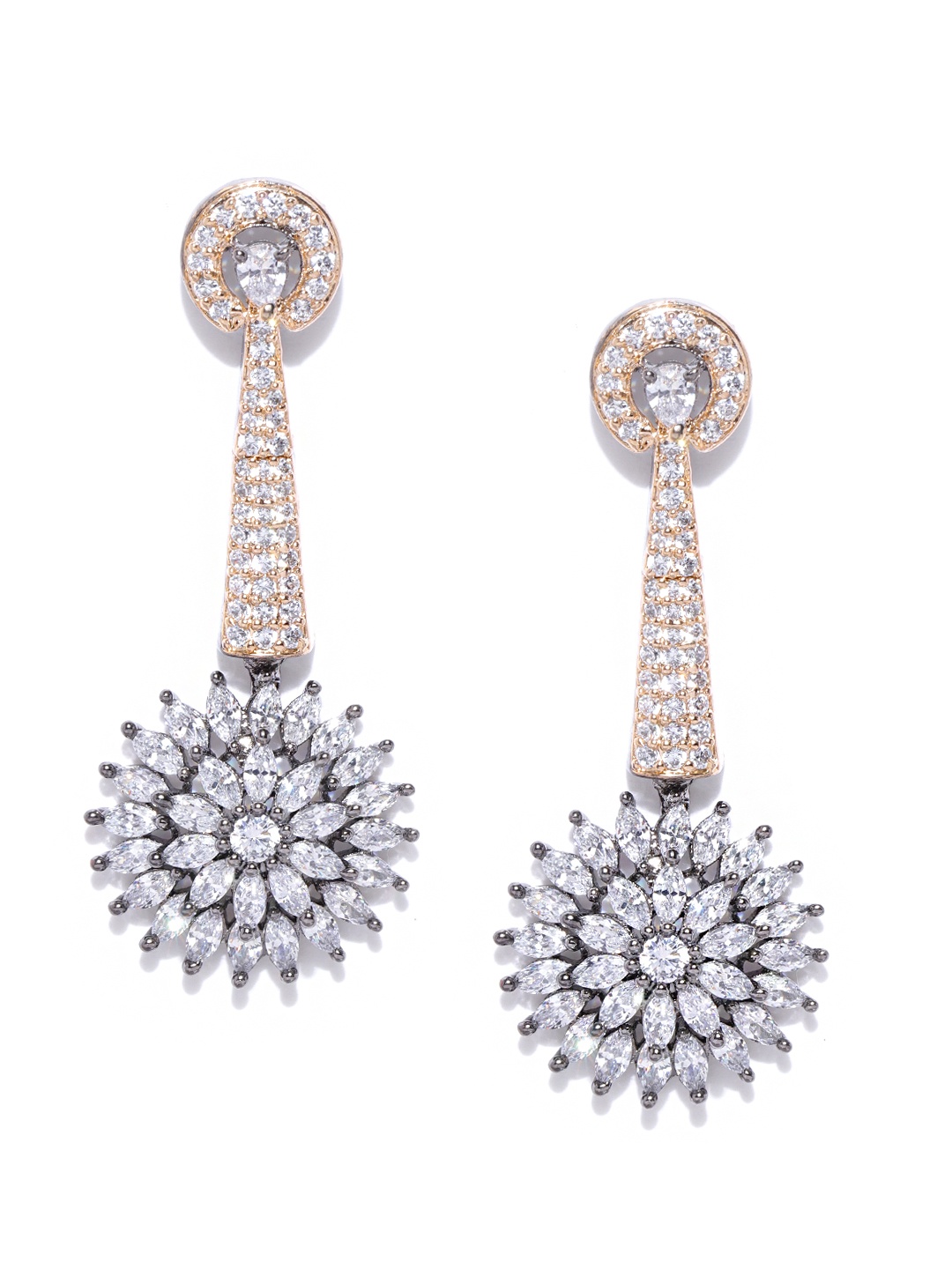 Priyaasi Rose Gold-Toned Gunmetal-Plated CZ-Studded Handcrafted Floral Drop Earrings, Metallic
Priyaasi Rose Gold-Toned Gunmetal-Plated CZ-Studded Handcrafted Floral Drop Earrings, Metallic