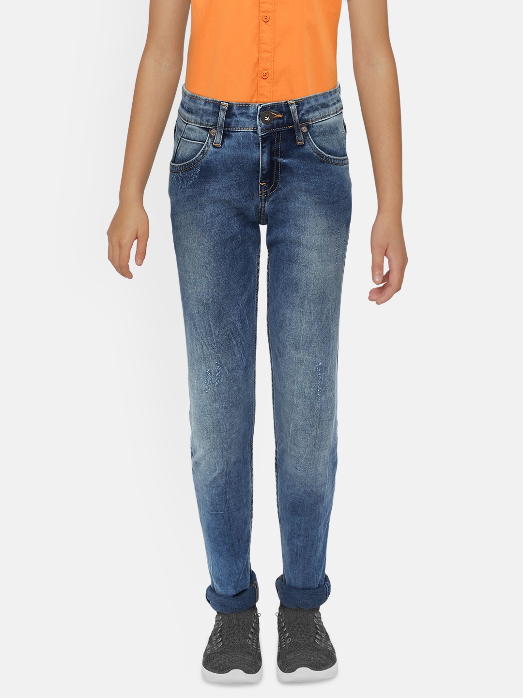 Pepe Jeans Boys Blue Slim Fit Mid-Rise Low Distress Jeans
