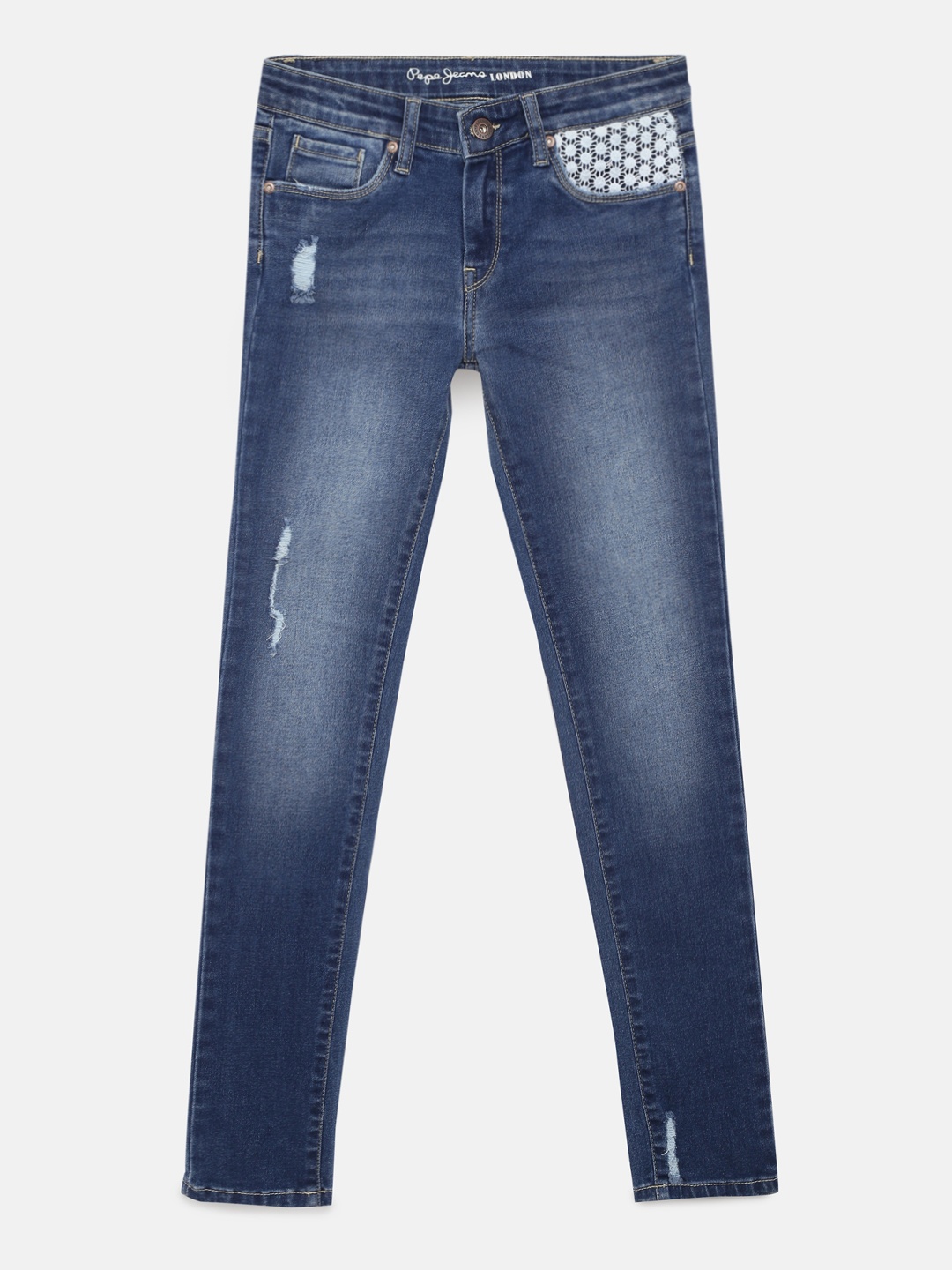 Pepe Jeans Girls Blue GINA IP Skinny Fit Mid-Rise Mildly Distressed Stretchable Jeans
Pepe Jeans Girls Blue GINA IP Skinny Fit Mid-Rise Mildly Distressed Stretchable Jeans