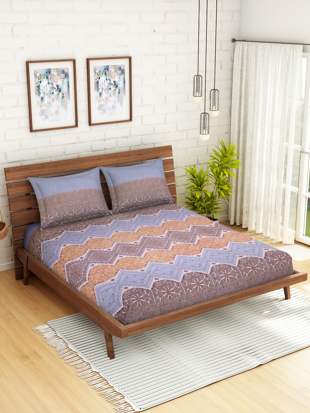 CORE Designed by SPACES Pink & Orange Ethnic Motifs 210 TC Cotton 1 Queen Bedsheet with 2 Pillow Covers
CORE Designed by SPACES Pink & Orange Ethnic Motifs 210 TC Cotton 1 Queen Bedsheet with 2 Pillow Covers