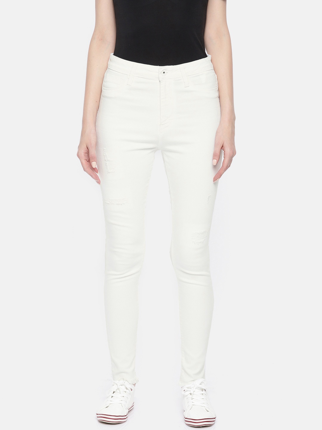 Pepe Jeans Women White Dion Skinny Fit High-Rise Mildly Distressed Stretchable Jeans
Pepe Jeans Women White Dion Skinny Fit High-Rise Mildly Distressed Stretchable Jeans