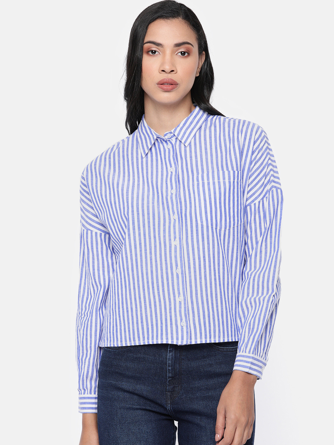 Pepe Jeans Women Blue & White Kristy Regular Fit Striped Casual Shirt
Pepe Jeans Women Blue & White Kristy Regular Fit Striped Casual Shirt