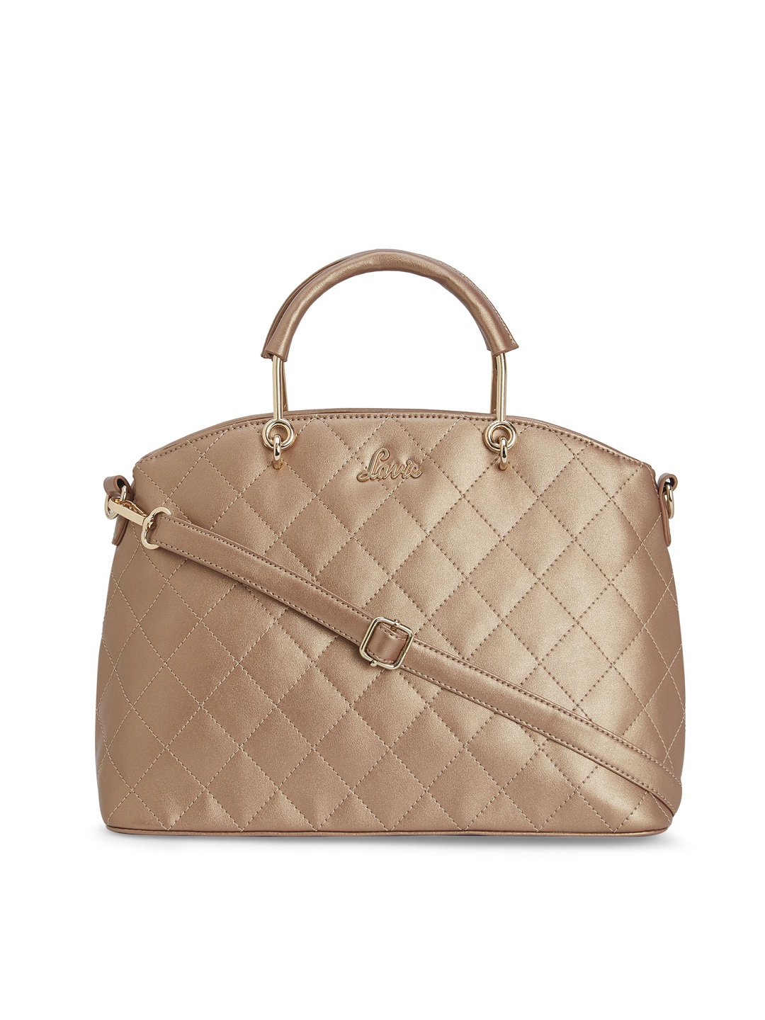 Lavie Gunmetal-Toned Textured Handheld Bag, Metallic