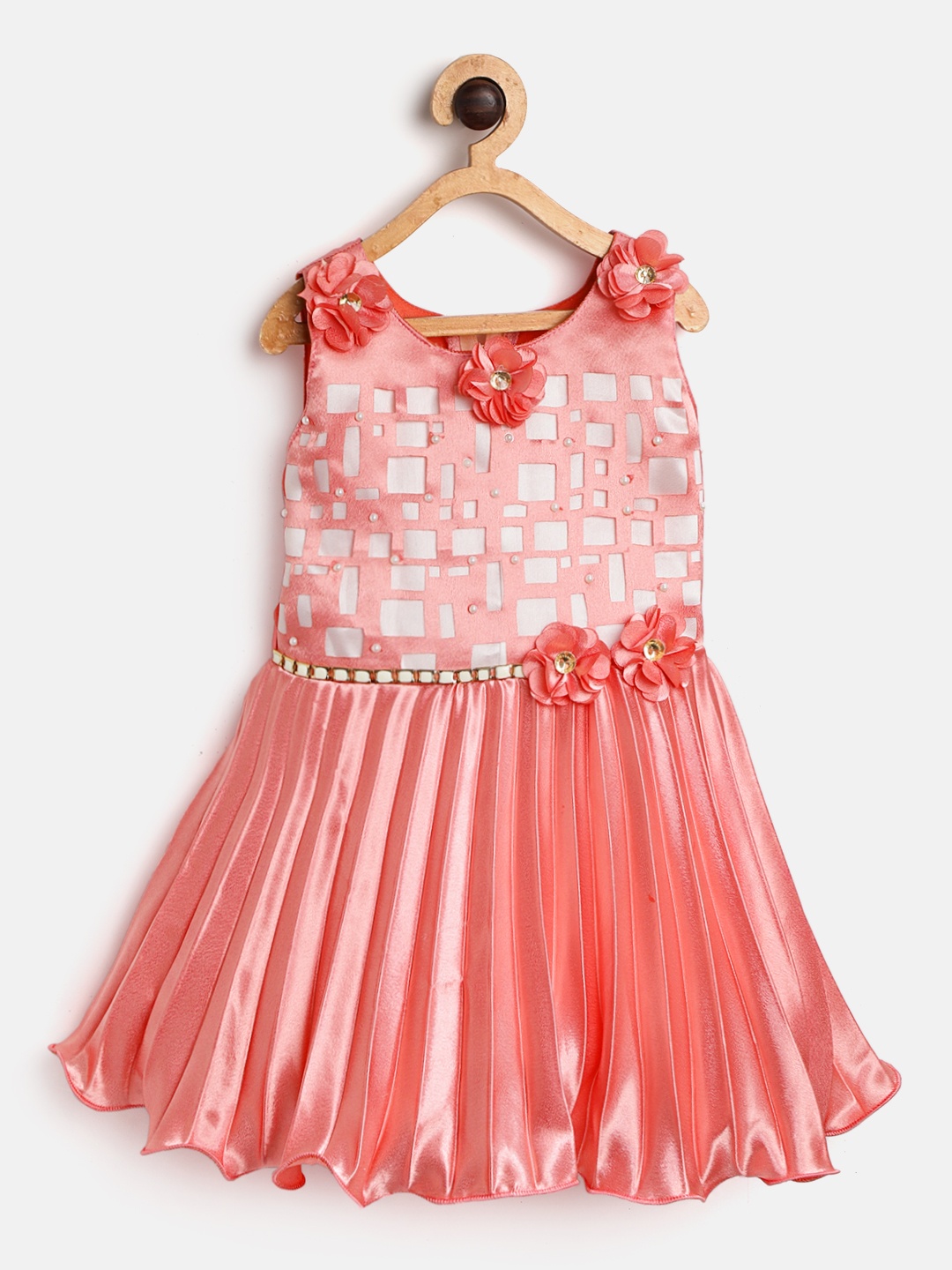 JBN Creation Girls Coral Pink Embellished Cut-Outs Accordion Pleat Fit and Flare Dress
JBN Creation Girls Coral Pink Embellished Cut-Outs Accordion Pleat Fit and Flare Dress