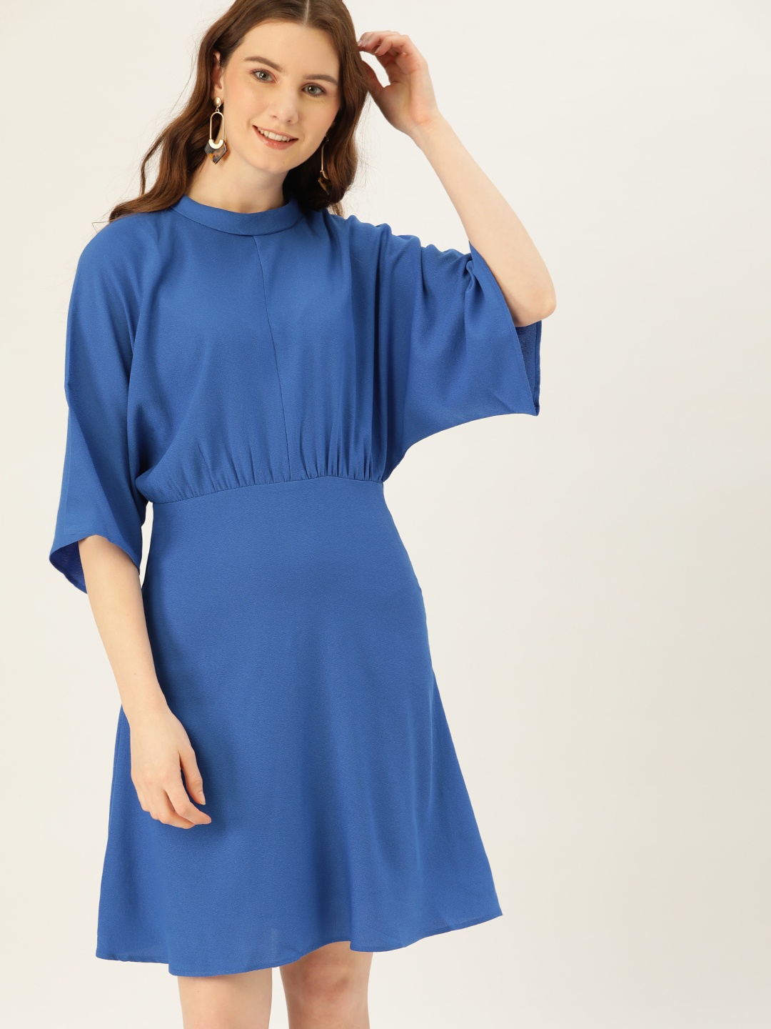 United Colors of Benetton Women Blue Solid A-Line Dress