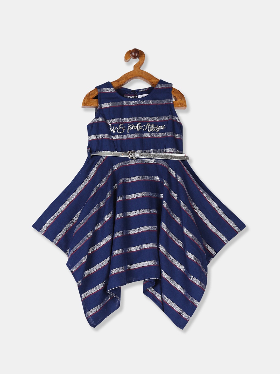 U.S. Polo Assn. Kids Girls Navy Blue & Silver-Coloured Striped Embellished A-Line Dress
U.S. Polo Assn. Kids Girls Navy Blue & Silver-Coloured Striped Embellished A-Line Dress