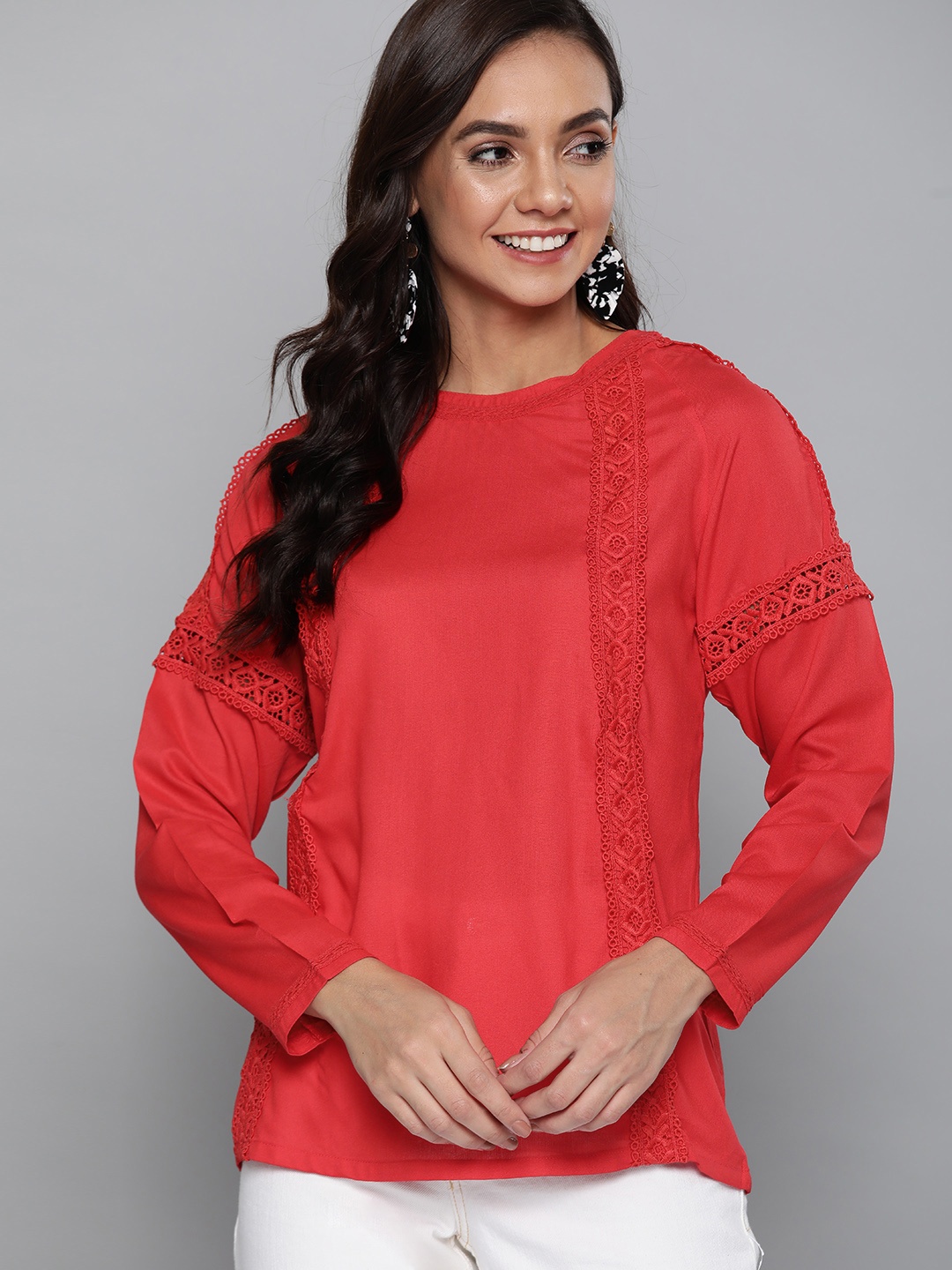 HERE&NOW Women Red Solid Top