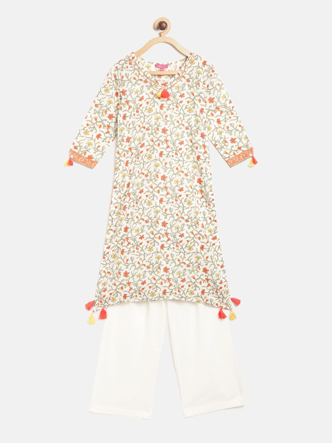 Biba Girls Off-White & Green Ethnic Motifs Print Pure Cotton Straight Kurta with Palazzos
Biba Girls Off-White & Green Ethnic Motifs Print Pure Cotton Straight Kurta with Palazzos