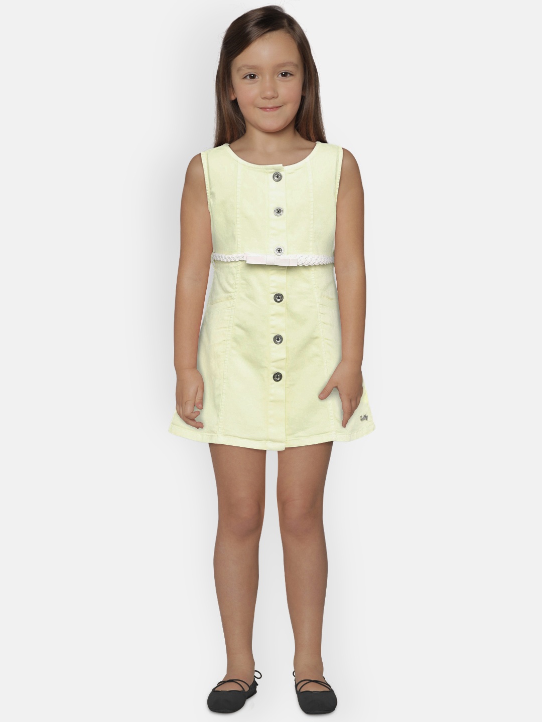 Gini and Jony Girls Yellow Denim A-Line Dress