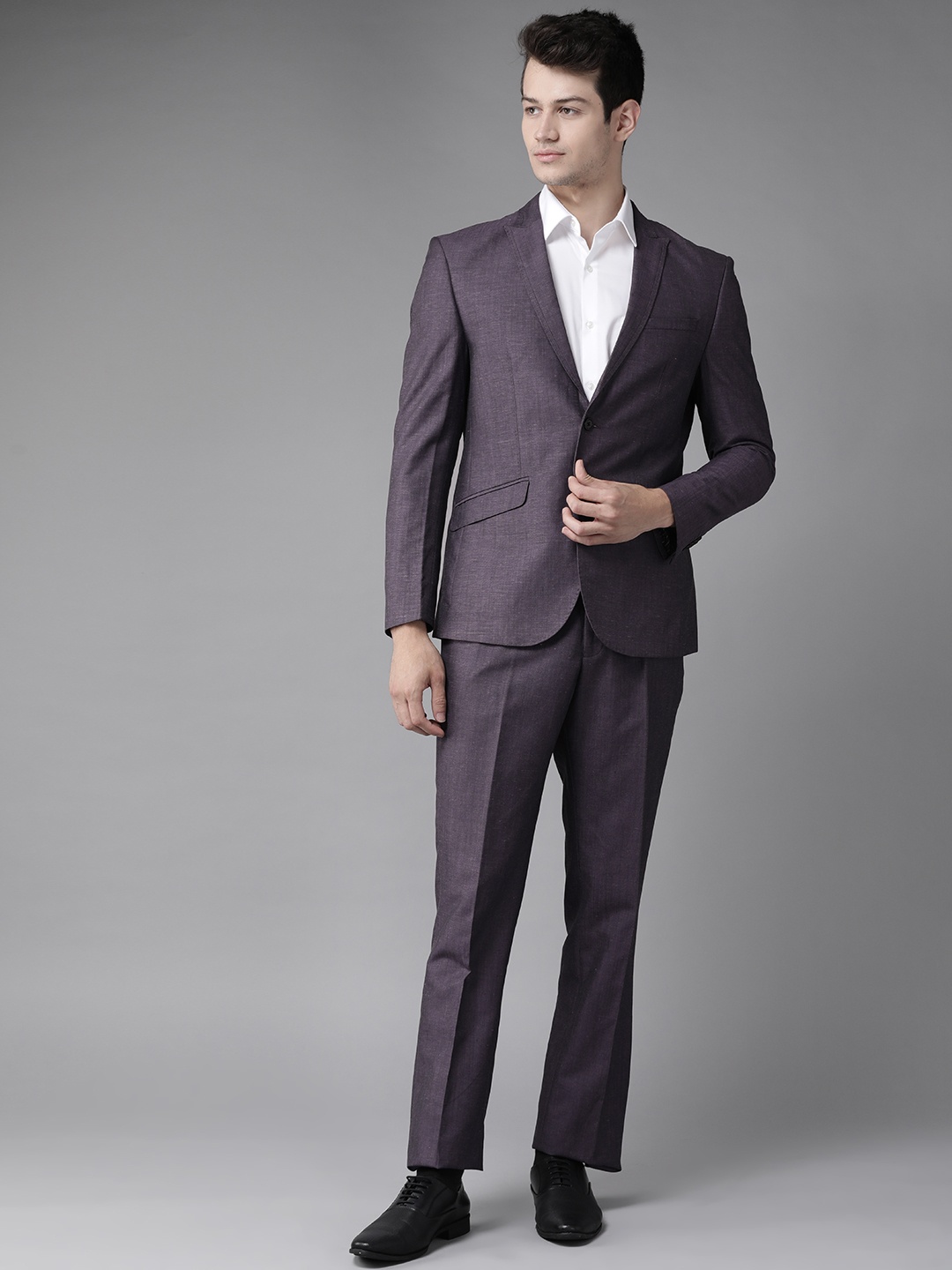 Blackberrys Men Purple Solid Single-Breasted Formal Suit