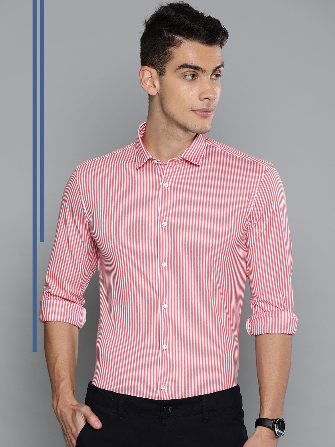 Louis Philippe Ath.Work Men Pink & White Super Slim Fit Striped Smart Casual Knitted Shirt
Louis Philippe Ath.Work Men Pink & White Super Slim Fit Striped Smart Casual Knitted Shirt