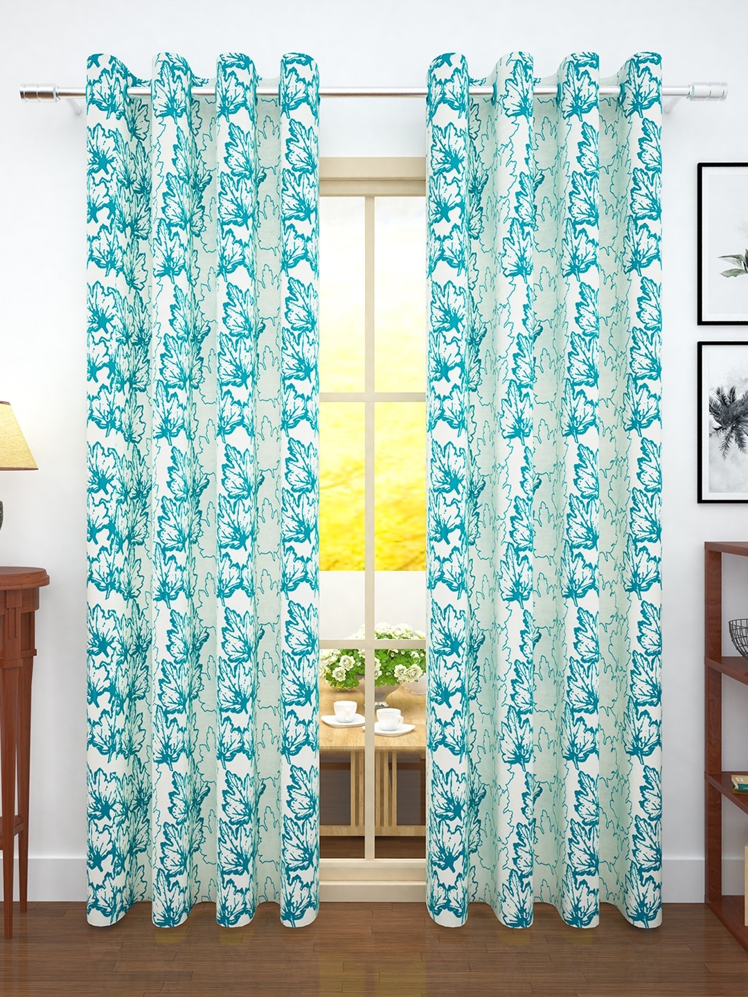 Story@home Turquoise Blue & Cream-Coloured Set of 2 300GSM Semi Blackout Jacquard Eyelet Ringtop Door Curtains
Story@home Turquoise Blue & Cream-Coloured Set of 2 300GSM Semi Blackout Jacquard Eyelet Ringtop Door Curtains