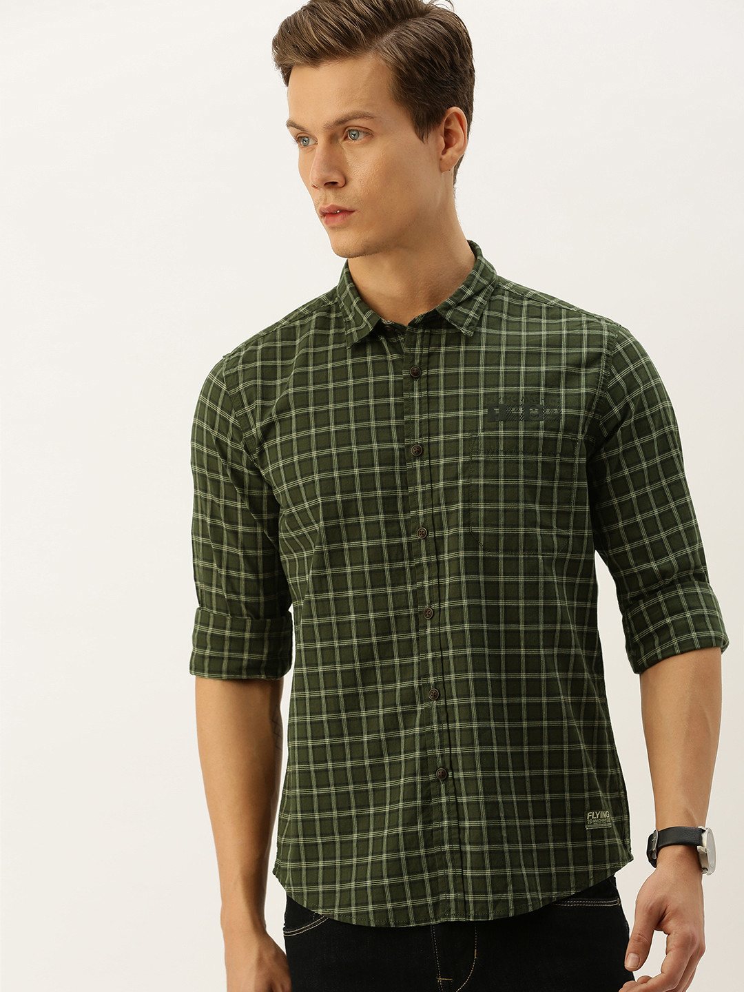 Flying Machine Men Olive Green & Beige Slim Fit Checked Casual Shirt
Flying Machine Men Olive Green & Beige Slim Fit Checked Casual Shirt