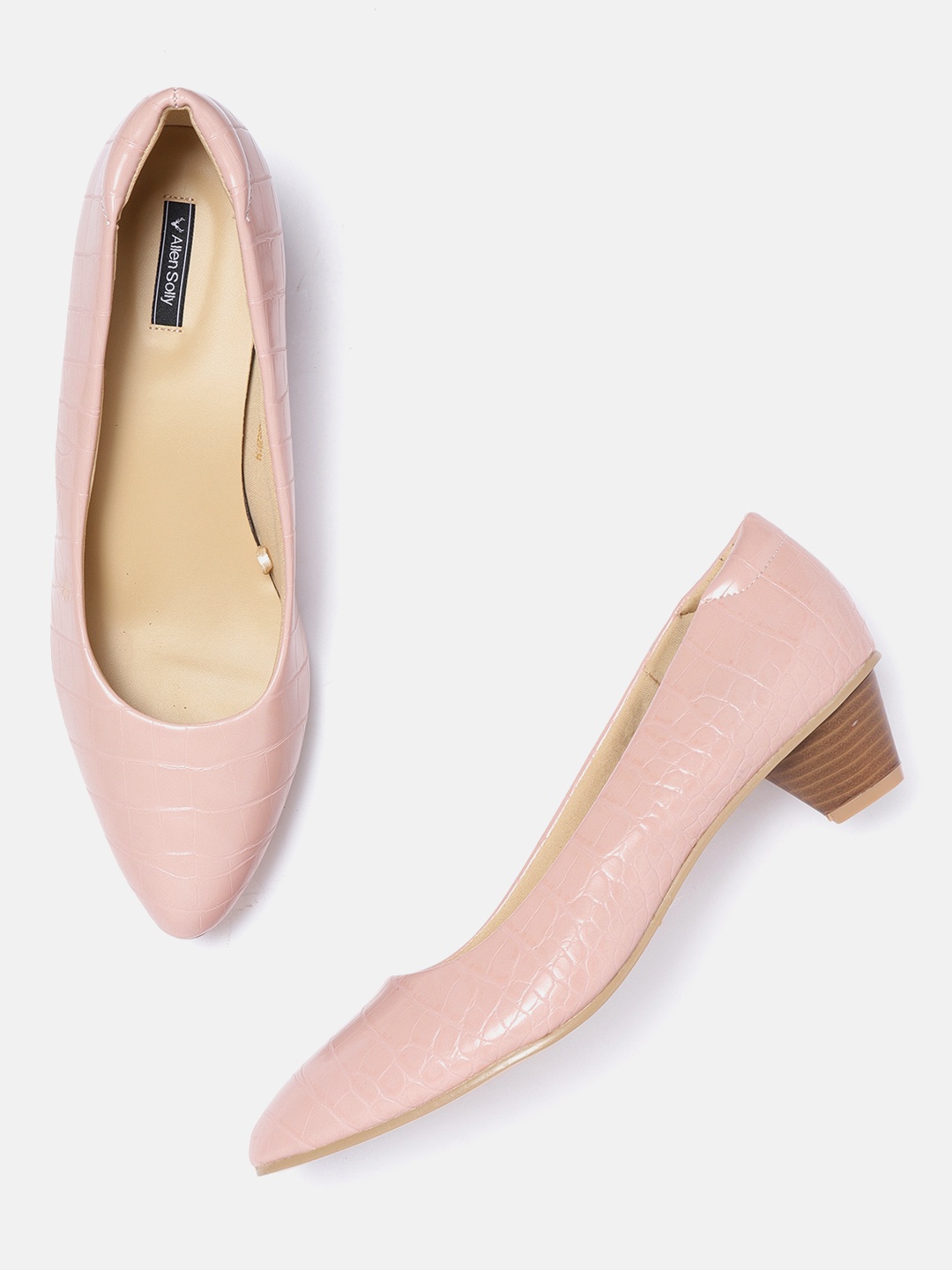 Allen Solly Women Pink Croc-Textured Pumps