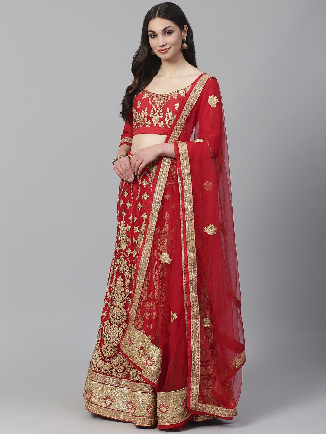 Readiprint Fashions Red & Golden Semi-Stitched Lehenga & Unstitched Blouse with Dupatta
Readiprint Fashions Red & Golden Semi-Stitched Lehenga & Unstitched Blouse with Dupatta