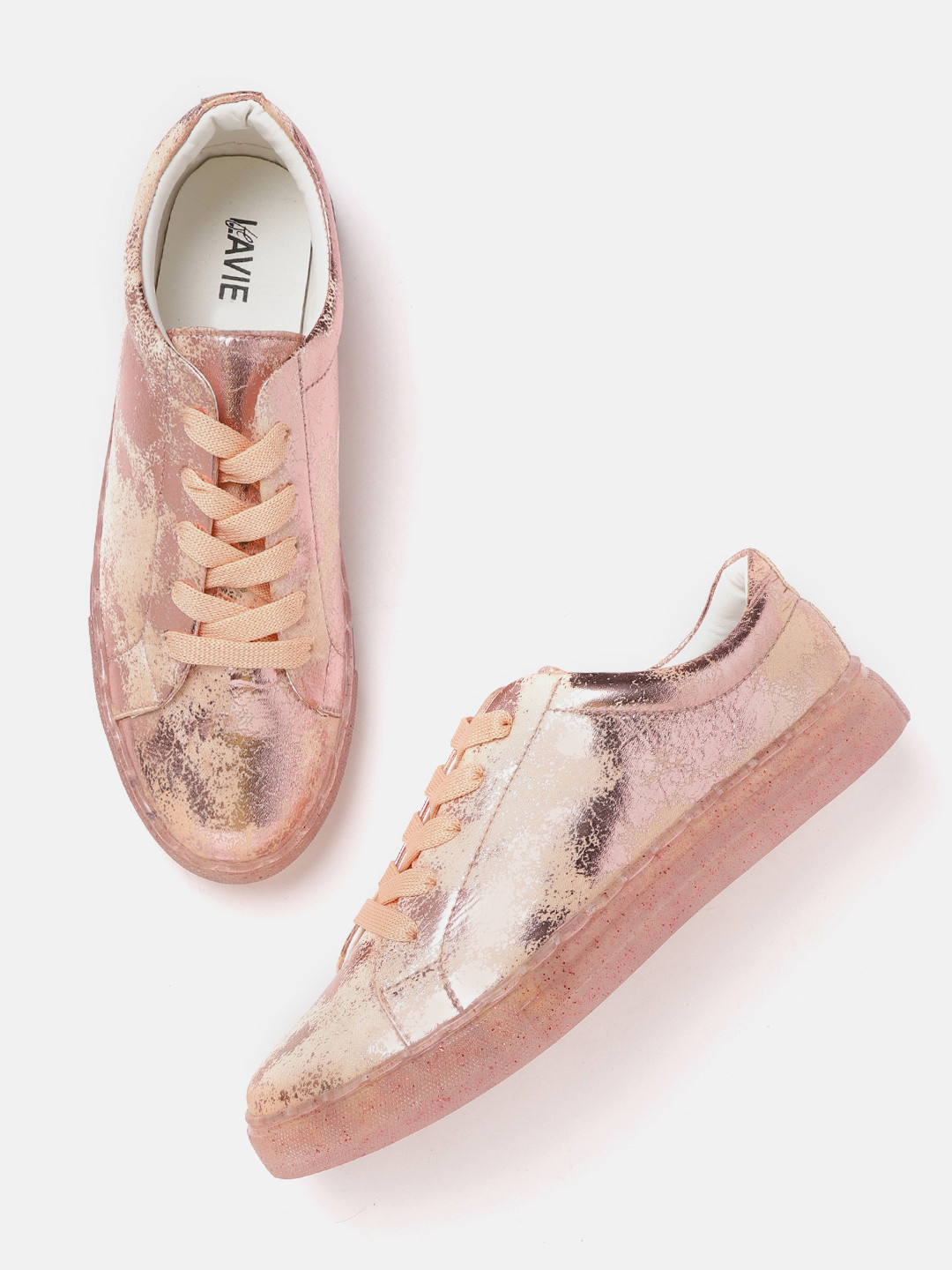 Lavie Women Rose Gold-Toned Printed Sneakers 
Lavie Women Rose Gold-Toned Printed Sneakers