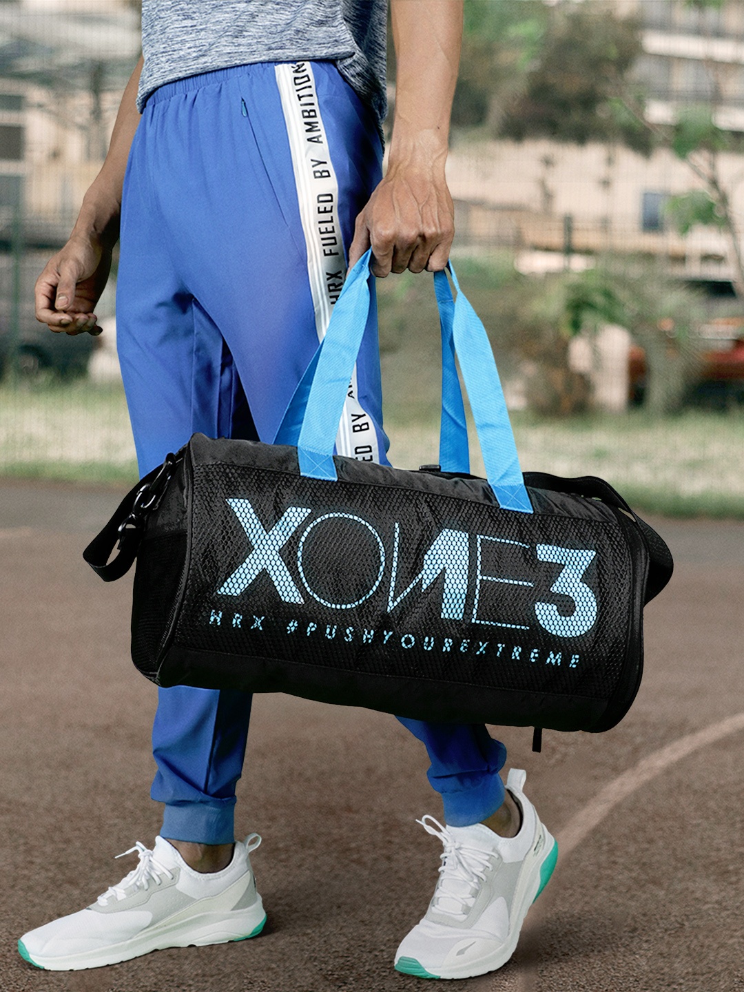HRX by Hrithik Roshan Unisex Black Printed HRX 3 Duffel Bag