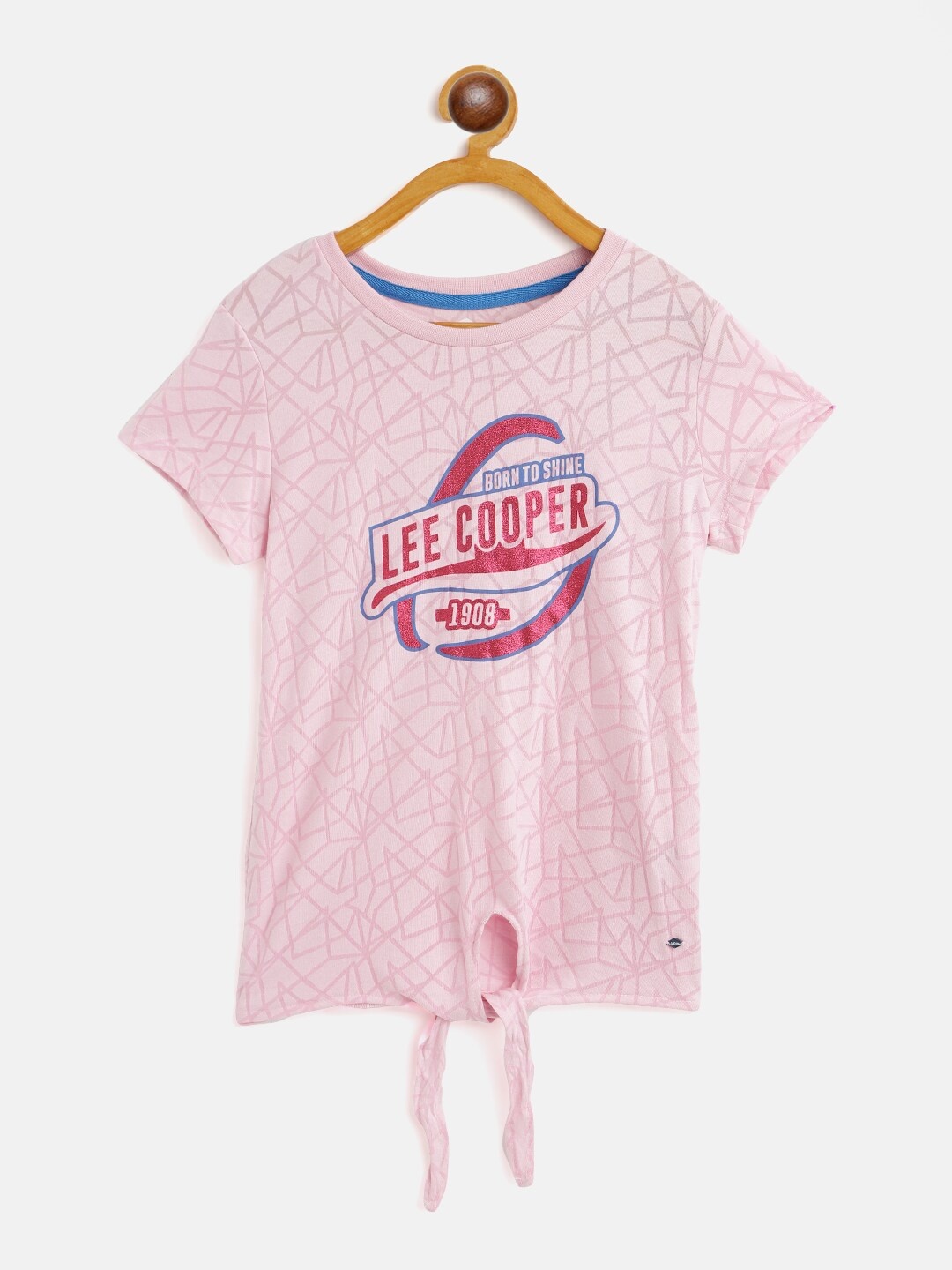 Lee Cooper Girls Pink & Red Brand Logo Regular Top