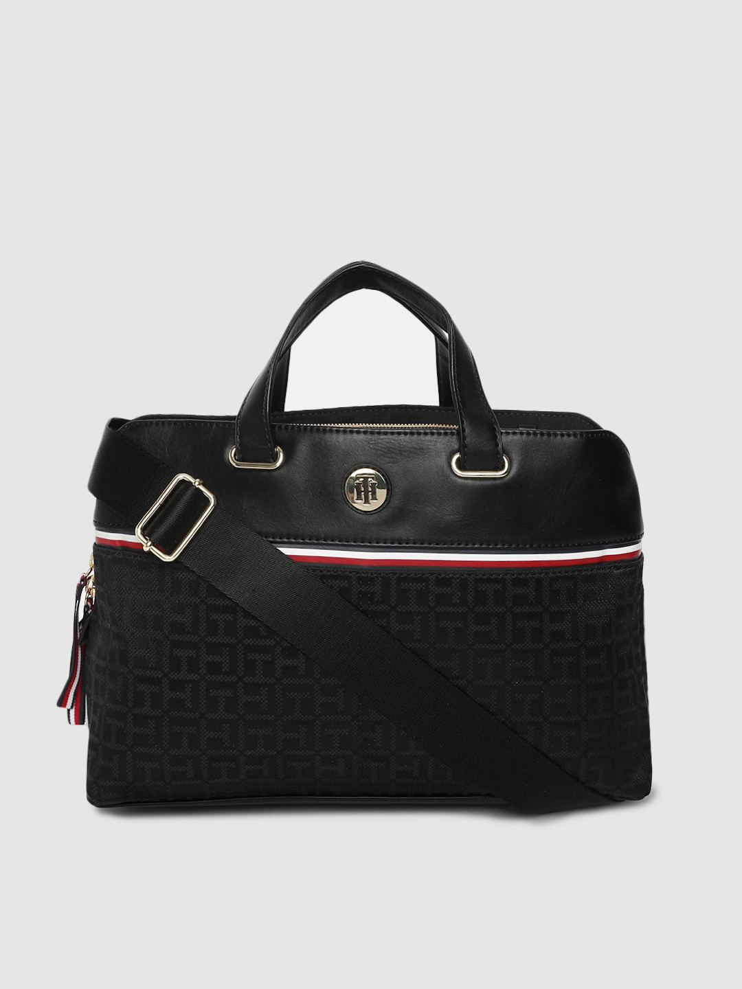 Tommy Hilfiger Black Solid Satchel