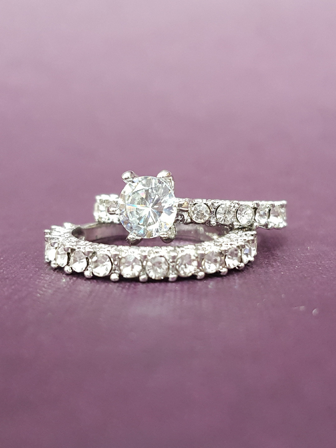 OOMPH Set of 2 Silver-Plated & White CZ-Studded Engagement Proposal Finger Rings
OOMPH Set of 2 Silver-Plated & White CZ-Studded Engagement Proposal Finger Rings