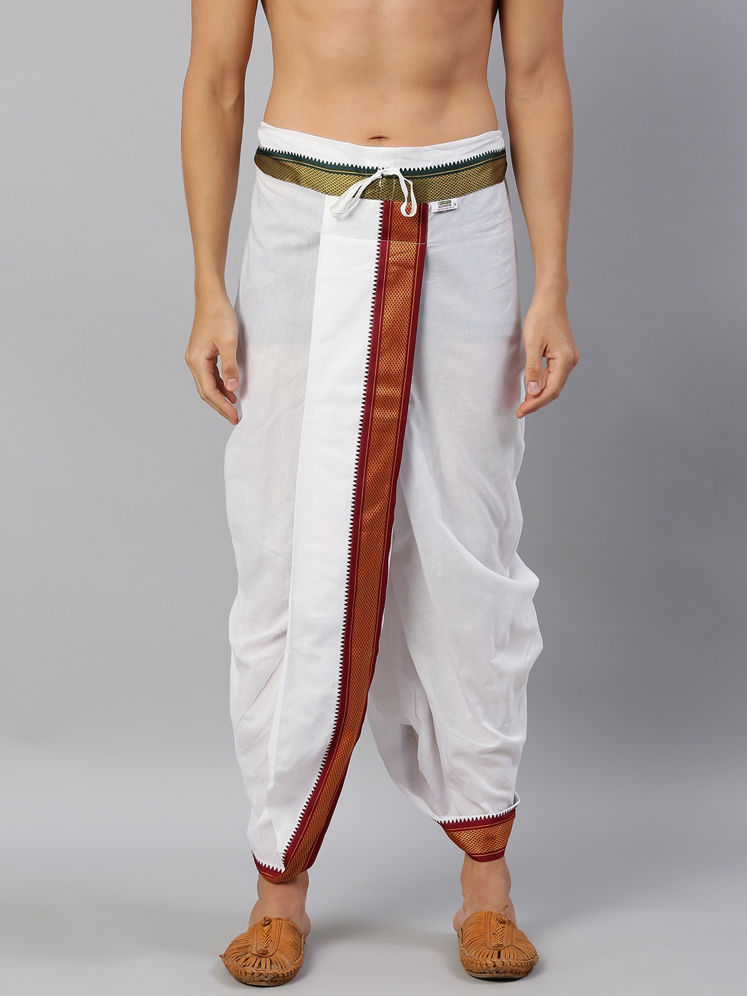 Ramraj Men White Solid Pure Cotton Ready Made Panchakacham Dhoti Pants with Angavastram
Ramraj Men White Solid Pure Cotton Ready Made Panchakacham Dhoti Pants with Angavastram