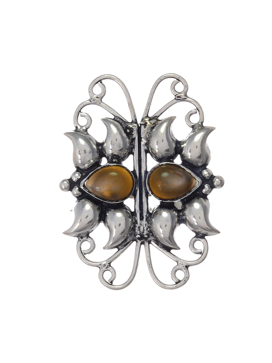 Silvermerc Designs Silver-Plated & Brown Stone-Studded Oxidised Adjustable Finger Ring
Silvermerc Designs Silver-Plated & Brown Stone-Studded Oxidised Adjustable Finger Ring