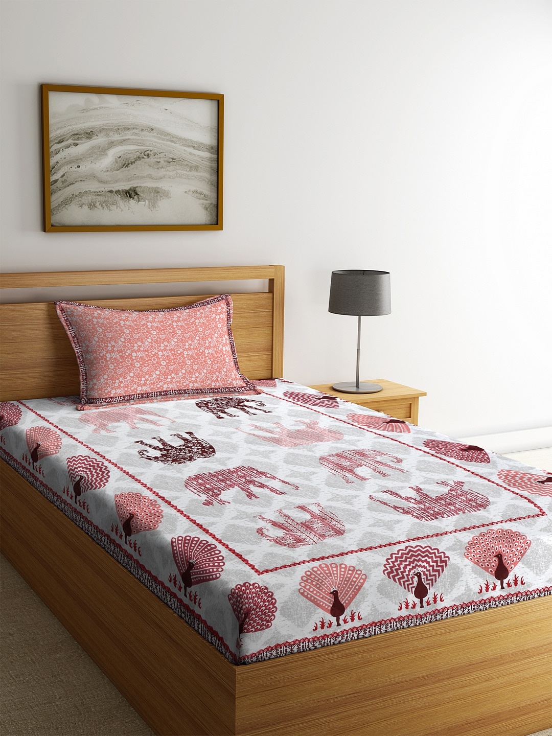 Rajasthan Decor White & Grey Ethnic Motifs 144 TC Cotton 1 Single Bedsheet with 1 Pillow Covers
Rajasthan Decor White & Grey Ethnic Motifs 144 TC Cotton 1 Single Bedsheet with 1 Pillow Covers