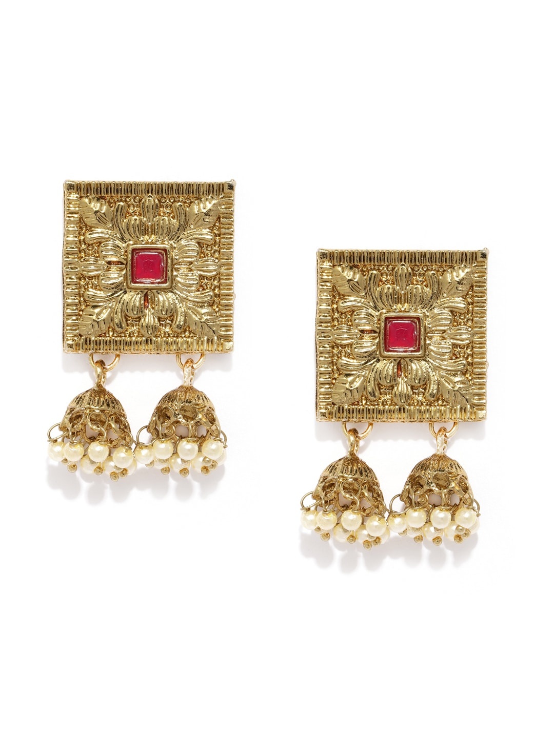 Fida Gold-Toned Floral Jhumkas