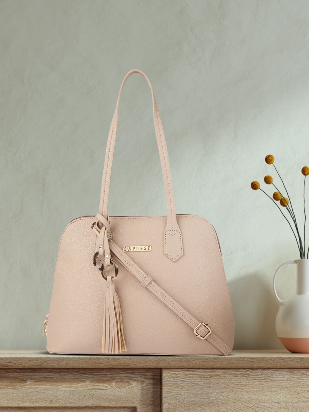 Caprese Beige Solid Shoulder Bag