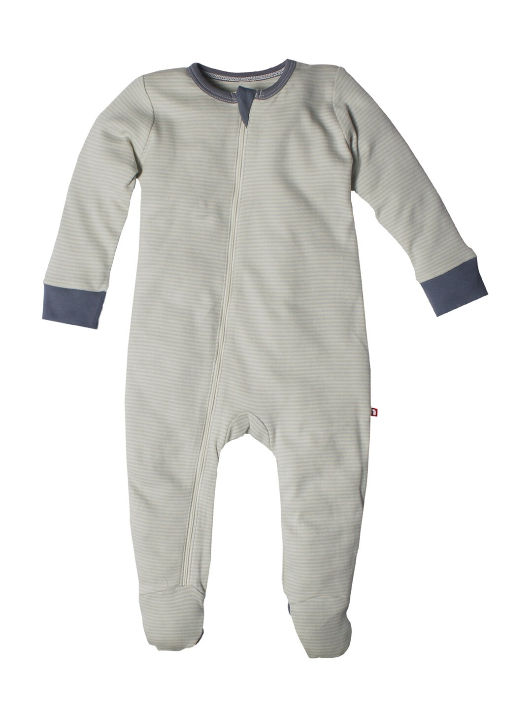 

Nino Bambino Infants Off-White & Grey Striped Organic Cotton Sustainable Sleepsuit