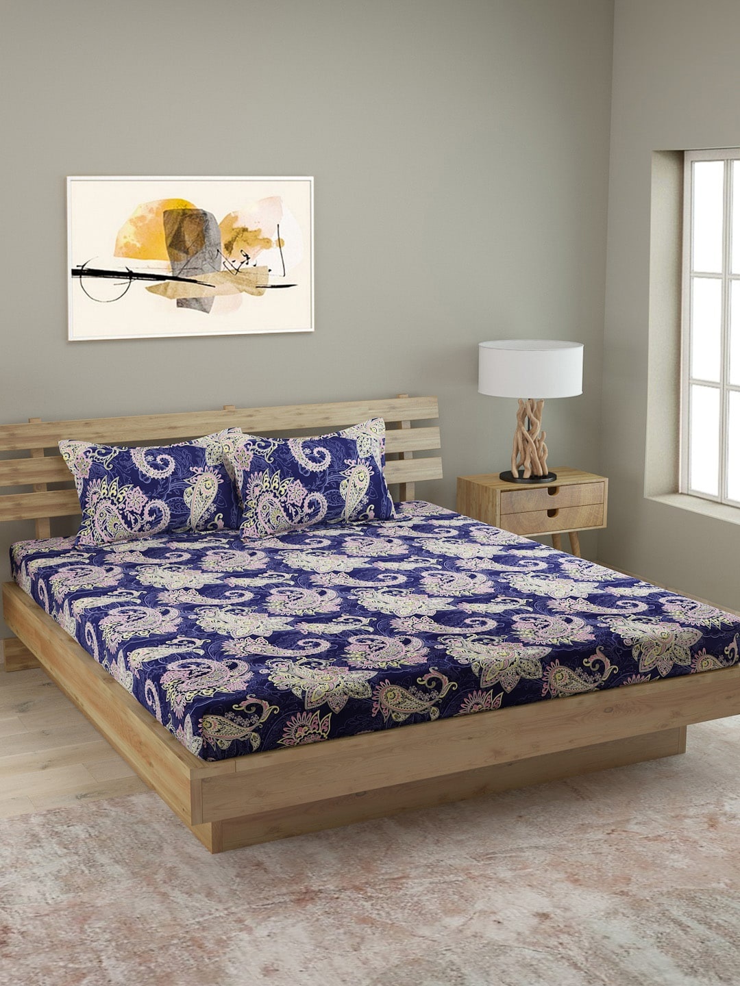 ROMEE Blue & Off-White Ethnic Motifs 250 TC Cotton 1 King Bedsheet with 2 Pillow Covers
ROMEE Blue & Off-White Ethnic Motifs 250 TC Cotton 1 King Bedsheet with 2 Pillow Covers