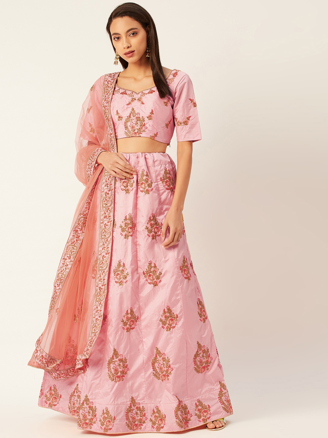 Shaily Pink & Golden Embroidered Semi-Stitched Lehenga & Unstitched Blouse with Dupatta
Shaily Pink & Golden Embroidered Semi-Stitched Lehenga & Unstitched Blouse with Dupatta