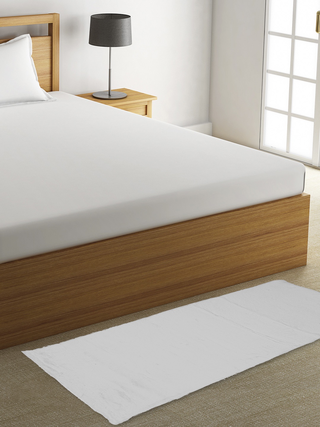 Cortina White Solid Anti Skid Carpet