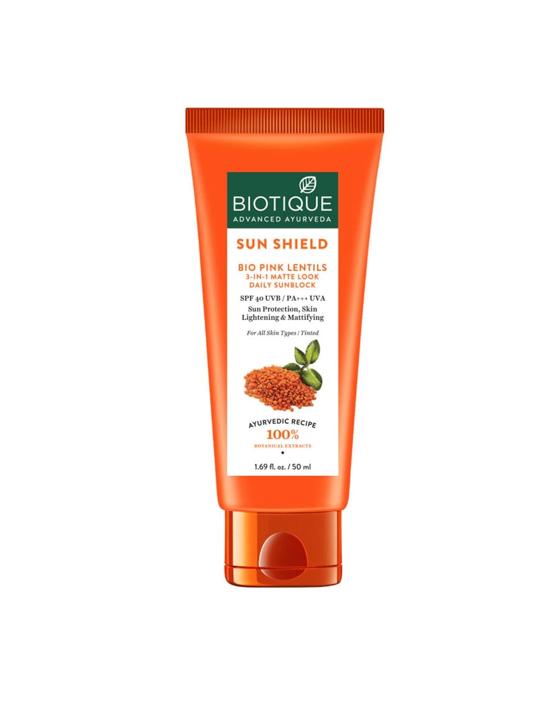 Biotique Unisex Sun Shield Pink Lentils SPF 40 Matte Look Daily Sunblock - 50 ml, Orange
Biotique Unisex Sun Shield Pink Lentils SPF 40 Matte Look Daily Sunblock - 50 ml, Orange