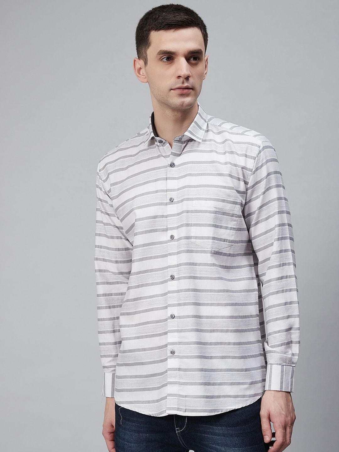 Shaftesbury London Men White Smart Slim Fit Oxford Weave Striped Eco-Friendly Casual Shirt
Shaftesbury London Men White Smart Slim Fit Oxford Weave Striped Eco-Friendly Casual Shirt