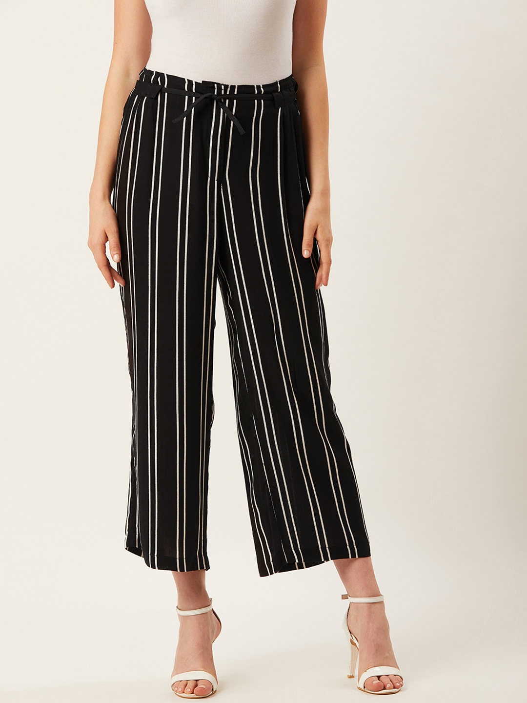 Alsace Lorraine Paris Women Black & White Straight Fit Striped Cropped Parallel Trousers
Alsace Lorraine Paris Women Black & White Straight Fit Striped Cropped Parallel Trousers