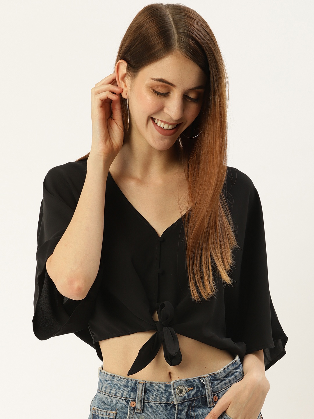 FOREVER 21 Women Black Solid Crop Top