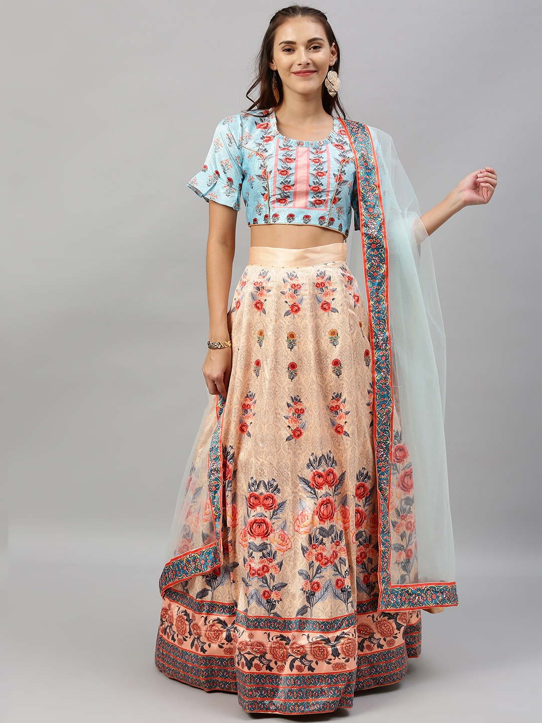 flaher Green & Blue Printed Semi-Stitched Lehenga & Unstitched Blouse with Dupatta
flaher Green & Blue Printed Semi-Stitched Lehenga & Unstitched Blouse with Dupatta