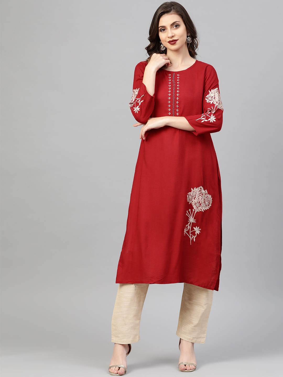 Chhabra 555 Women Maroon & Beige Embroidered Made to Measure Kurta with Trousers
Chhabra 555 Women Maroon & Beige Embroidered Made to Measure Kurta with Trousers