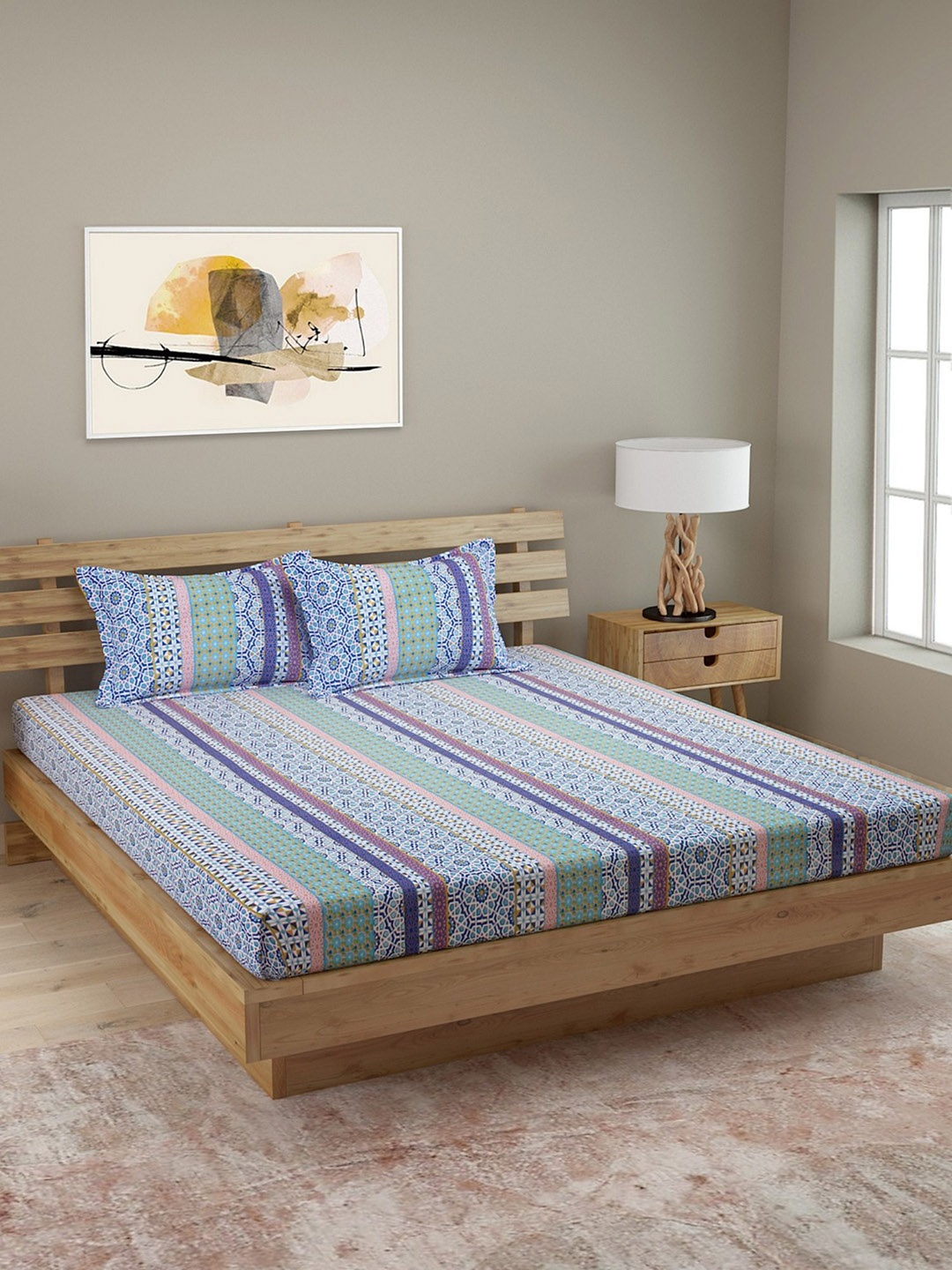 ROMEE Multicoloured Floral 210 TC Cotton 1 Queen Bedsheet with 2 Pillow Covers, Multi
ROMEE Multicoloured Floral 210 TC Cotton 1 Queen Bedsheet with 2 Pillow Covers, Multi
