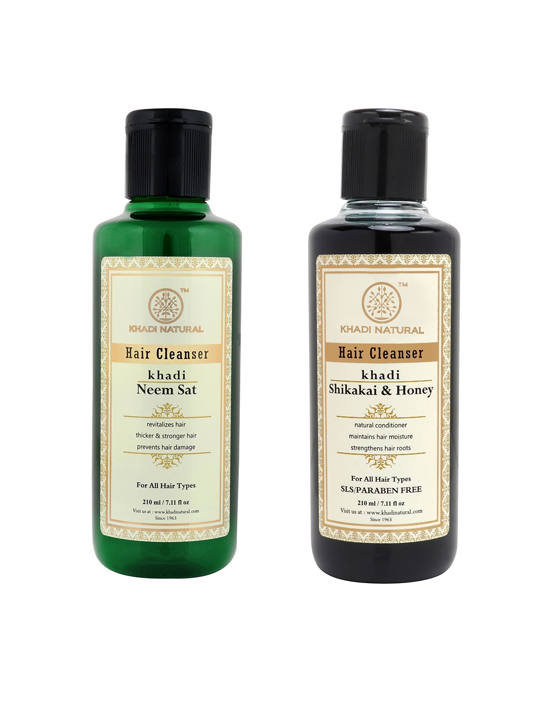 Khadi Natural Unisex Set of Neem Sat Hair Cleanser & Shikakai Honey Hair Cleanser, Black
Khadi Natural Unisex Set of Neem Sat Hair Cleanser & Shikakai Honey Hair Cleanser, Black