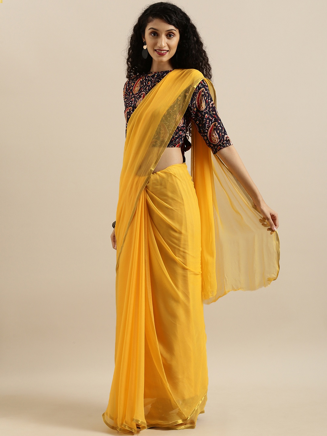 Geroo Jaipur Hand Dyed Yellow Solid Chiffon Sustainable Saree With Hand Block Print Blouse
Geroo Jaipur Hand Dyed Yellow Solid Chiffon Sustainable Saree With Hand Block Print Blouse