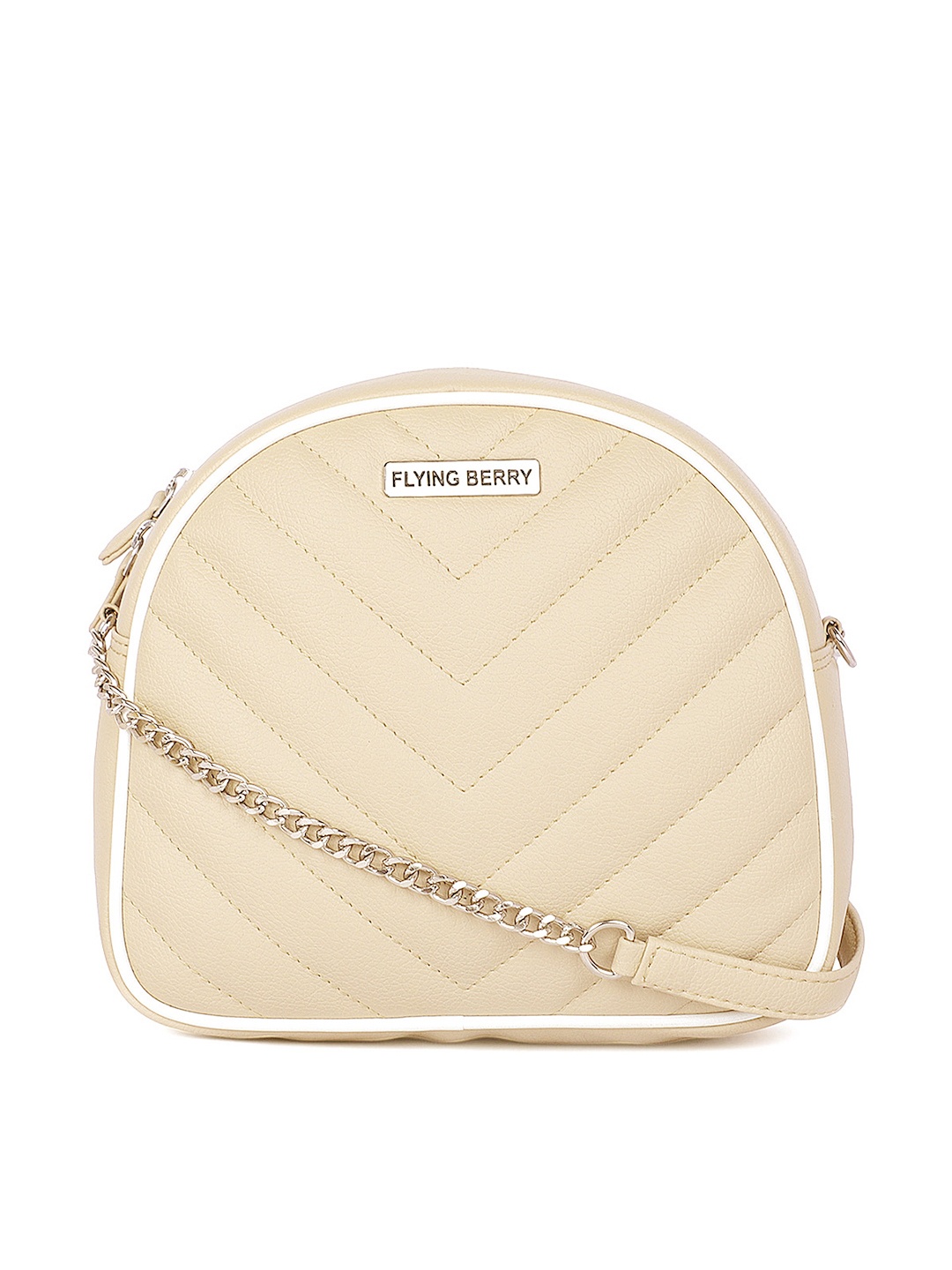 FLYING BERRY Beige Solid Sling Bag